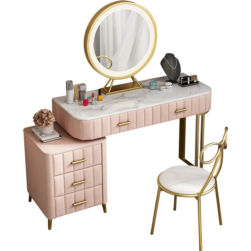 Classic home furnishing girls vanity table and stool set with mirror
