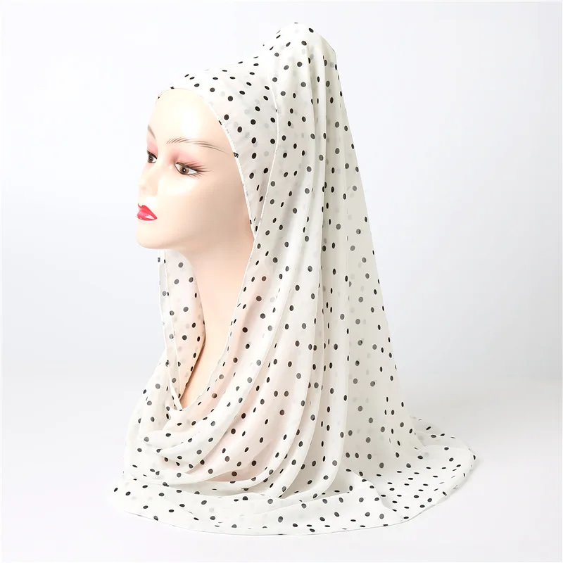 
Hot sale custom wholesale tudung shawl polka dot chiffon hijab scarf 