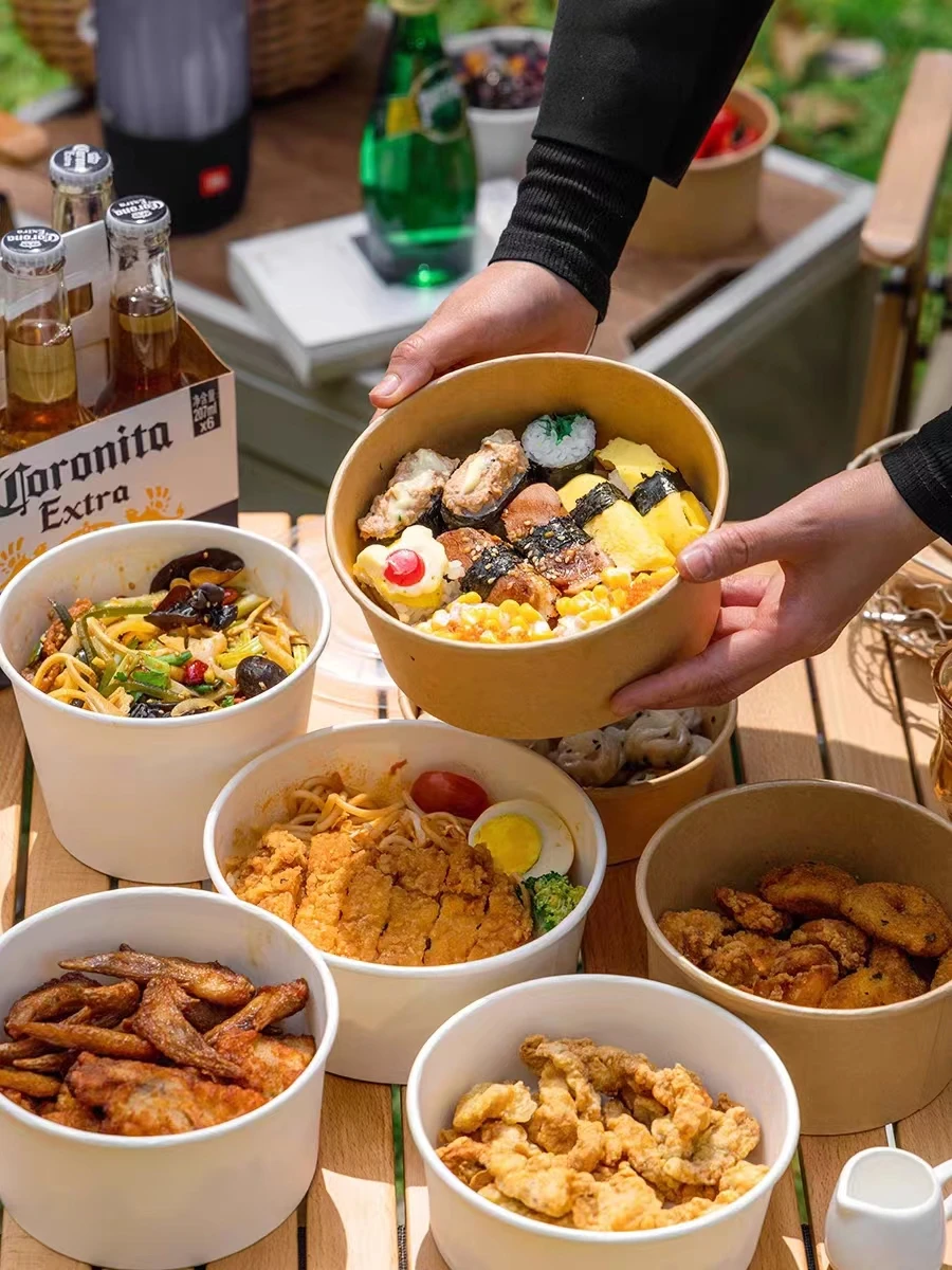 Wholesale Cheap Price Kraft Paper Salad Bowl Round Shape Salad Bowl Eco Friend Round Paper Bowl