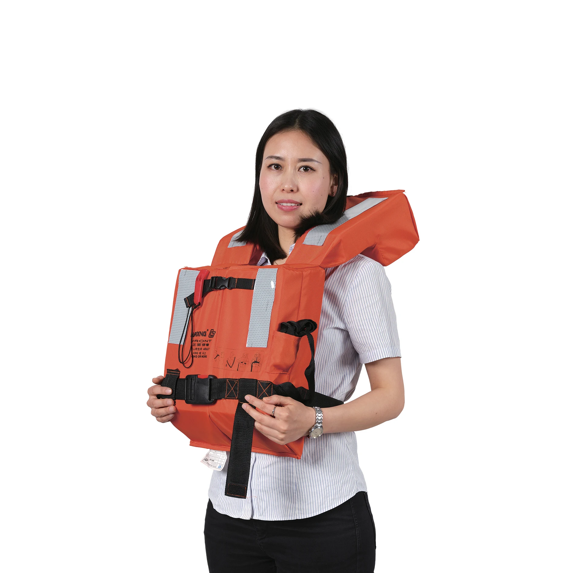 Manufacturer Lifejacket Buoyancy 150N Loss 5% 155CM 43KG Polyester PE Foam CCS EC SOLAS Life Jacket Vest HXY-A3