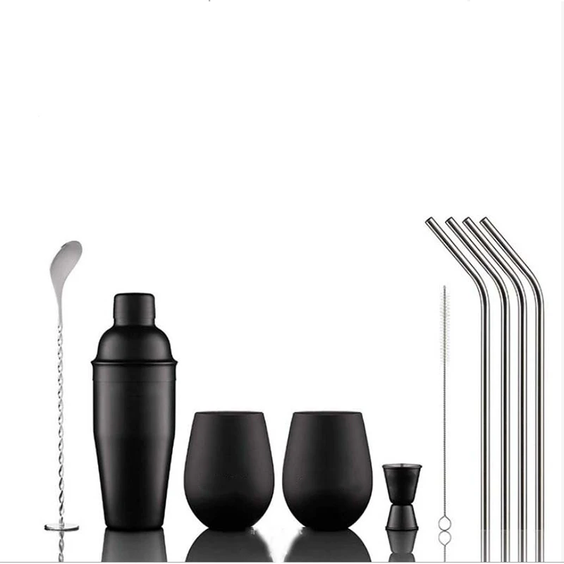 2022 Best Selling  Cocktail Shaker Set And Mixing Spoon Measuring Jigger Gift Set With  Wine Tumbler Bottles