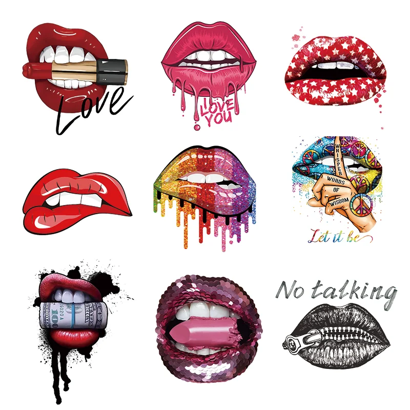 Factory wholesale High Quality lip Logo Clothing Label Thermal Transfer Printing T-Shirt Sticker DTF Thermal Transfer