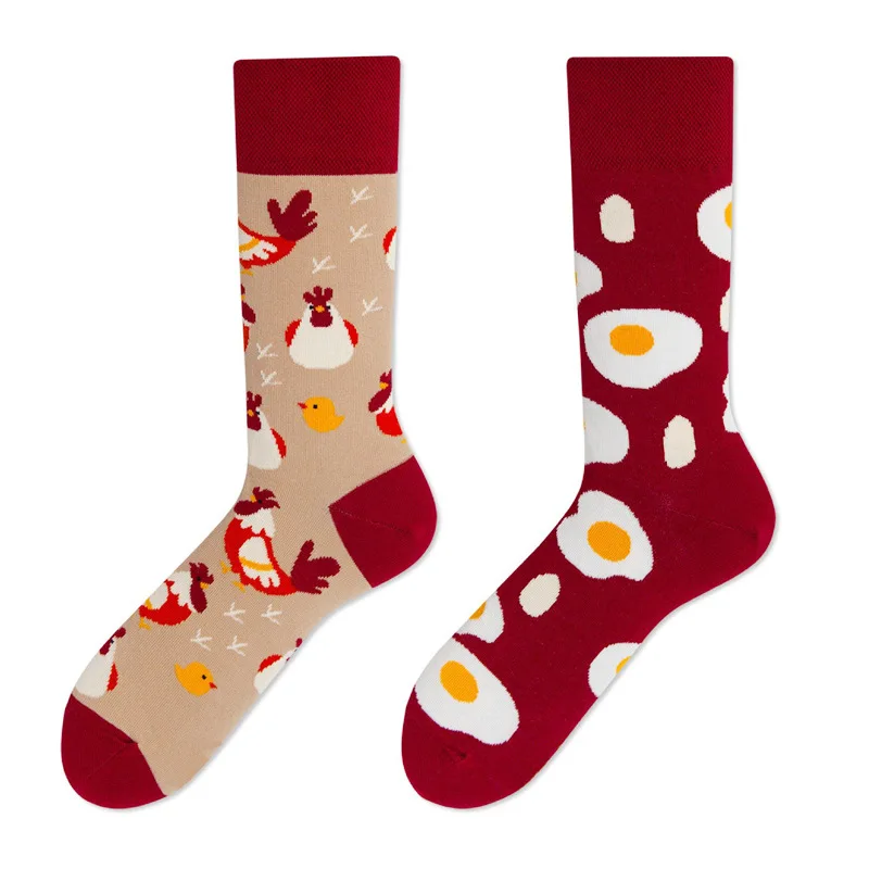 Custom design colorful funny socks unisex crew socks AB mismatched socks