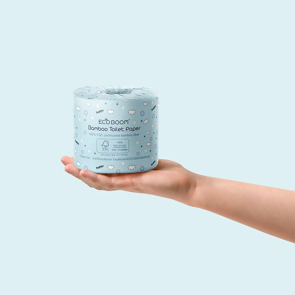 OEM ODM eco friendly unscent degradable original color toilet tissue ecological reel paper