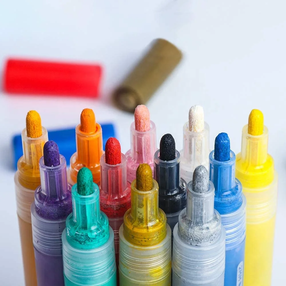 12 Colors Bright Color Permanent Acrylic Paint Marker Pen