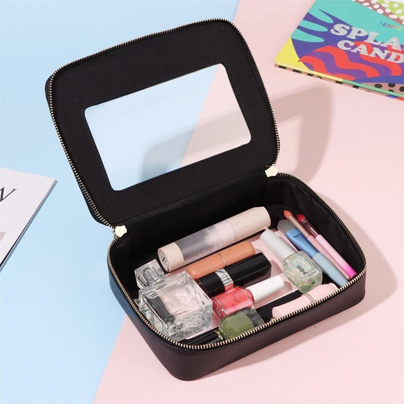 Clear Makeup Bag Organizer Portable Travel Toiletry Cosmetic Case for Women Heavy Duty Makeup Pouch with Transparent Window