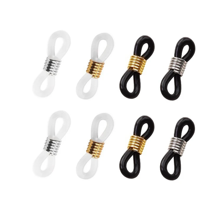Anti-slip Rubber Retainer Connector Glass Eyeglass Chain Ends Holder Strap Spectacle Cord Loop Metal White Black Accessories DIY