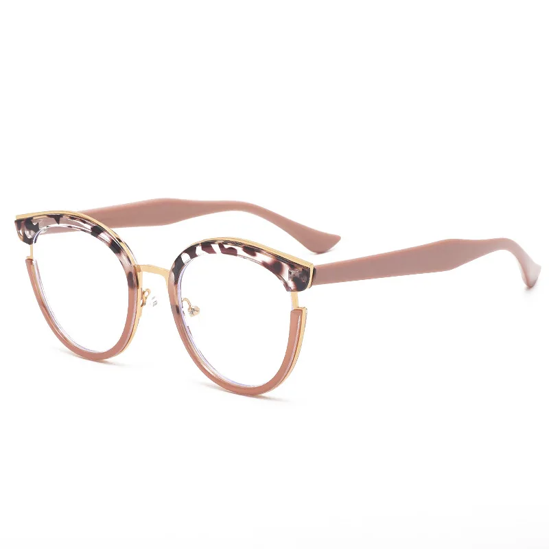 2023 Newest TR90 artsy flat light mirror metal ring glass women fashion personality INS anti-blue  optical glasses