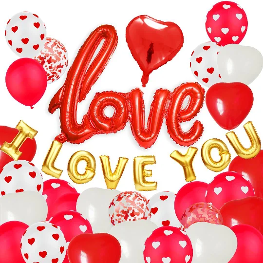 2022 Red I Love you valentines day gifts for women saint valentines day banner decorations gift foil Love you balloons set