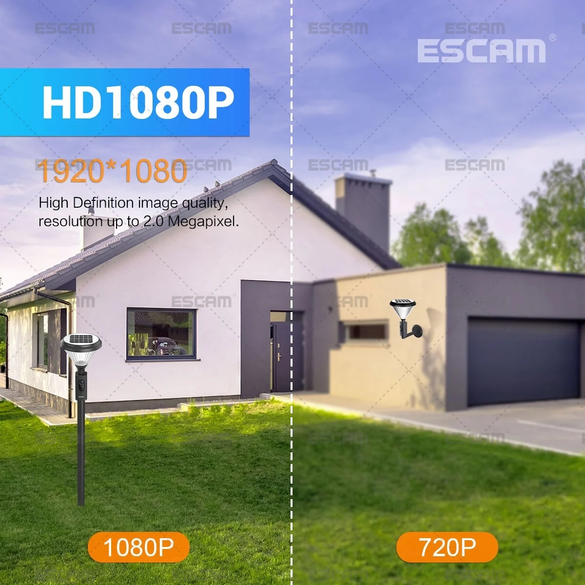 ESCAM QF190 Wireless 1080P Garden Light PIR Human Body Detection WIFI Connection  Night Vision Lawn Light Camera