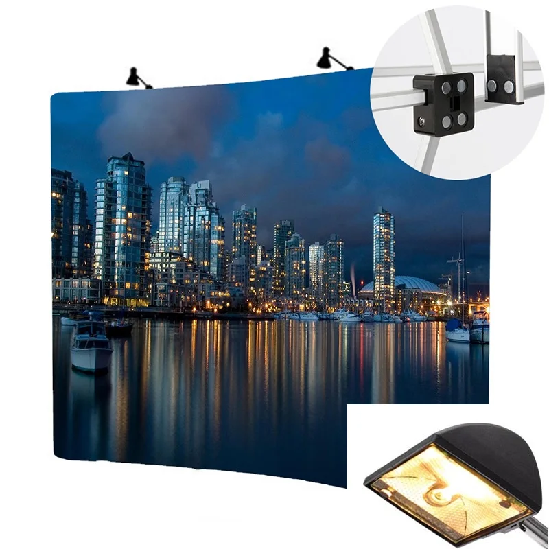Trade Show Exhibition Portable Spring Pop up Wall Display Aluminum Stand PVC Printed Screen Popup