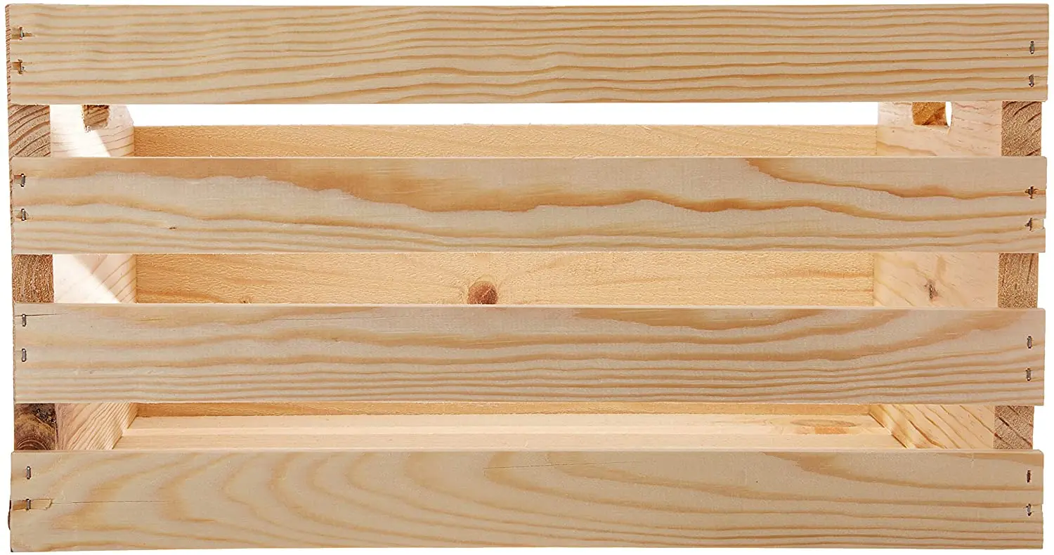 
Houseworks Large Crates & Pallet Wood Crate, Solid Wood Storage, Wooden Create/Display Fruit Box 