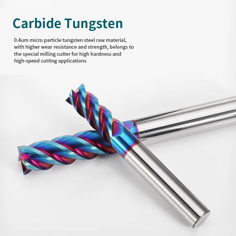 Hot Sale 4 Flutes Solid Tungsten Carbide end mill HRC 55/60/65/70 CNC End Milling Cutter Square Face Fresas End Mills For Metal