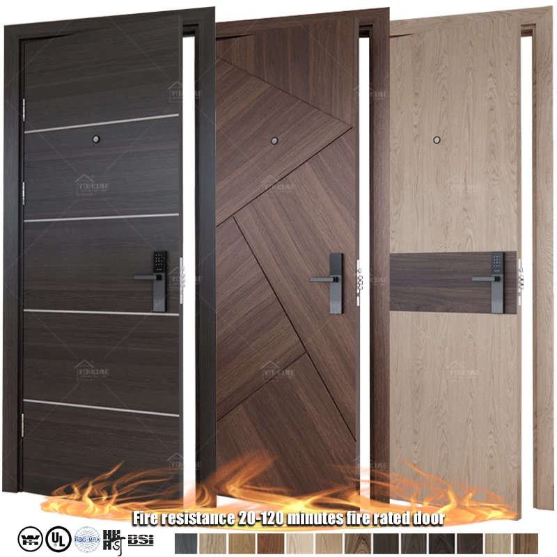 UL10b-10c Fire protection Certification Fd30 Wooden Door Fireproof Soundproof Hotel Room Proof Interior