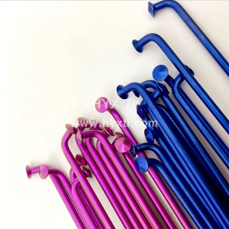 Rainbow Pillar Gr5 Mountain Bike Titanium Alloy Bicycle Spokes Bending Head Titanium Spoke Frame