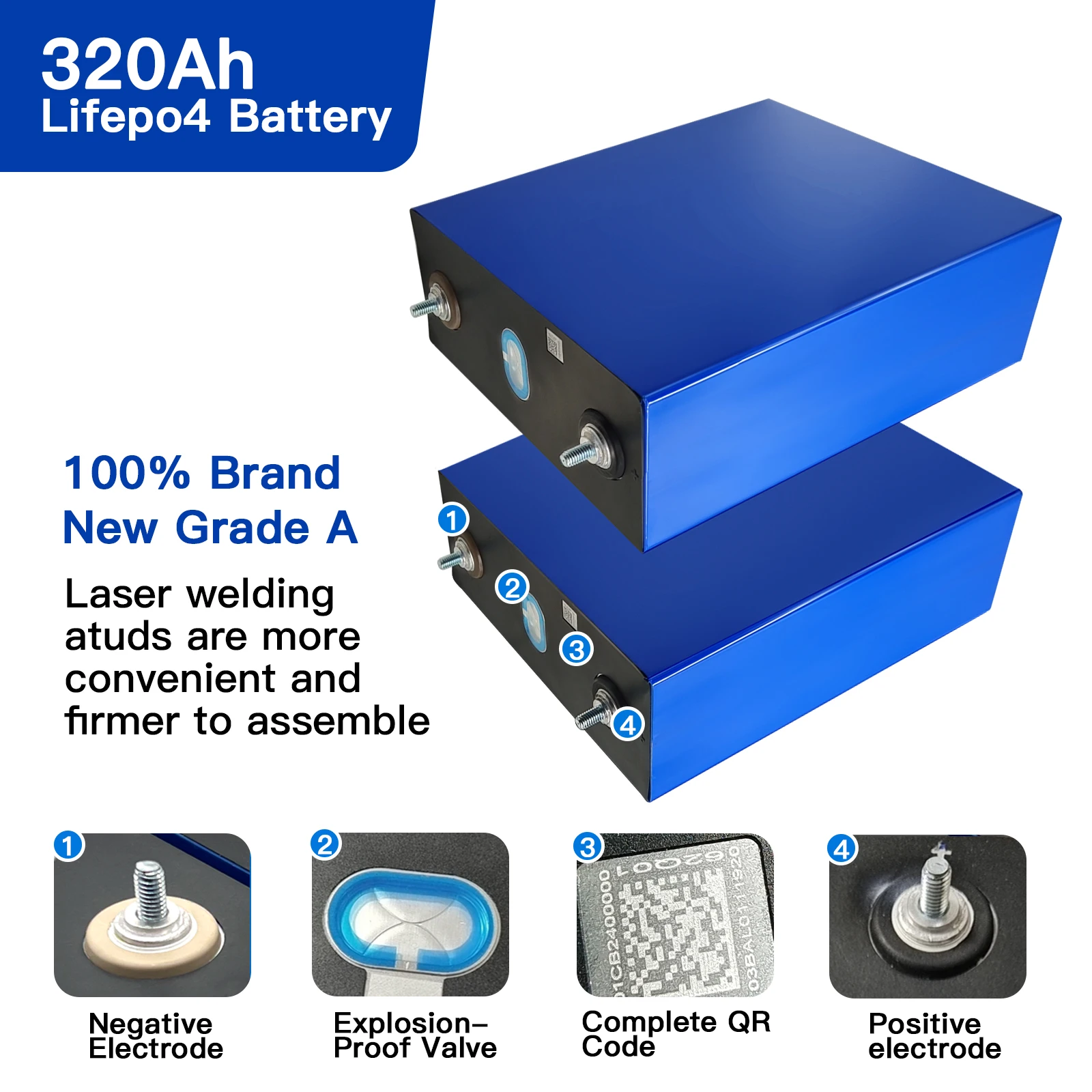 USA Germany Stock 3.2V Lifepo4 Battery 100Ah 105Ah 200Ah 230Ah 280Ah 300Ah 320Ah Lifepo4 Cell For 12V 24V 48V Solar Storage Pack