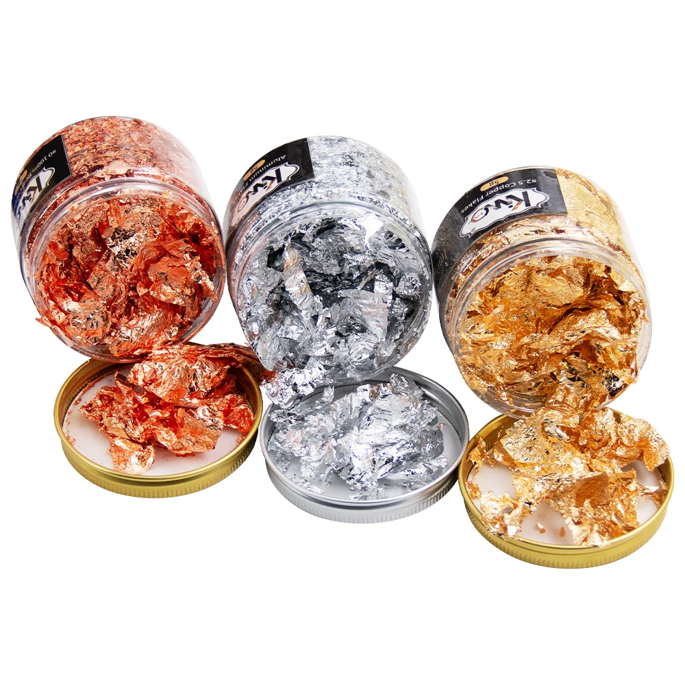 Amazon Топ продает Kinno 15 грамм набор имитации золотых листьев для искусства Ремесла полимерные хлопья для ногтей с золотыми листьями