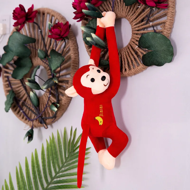 Wholesale In Stock 45/55/65cm Long Arm Monkey Plush Toy Hanging Monkey Lovely Button Monkey Soft Plush Kids Toys Gift
