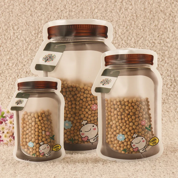 Mason Jar self-sealing bag dried fruit whole grain beef food fresh bag plastic food bag