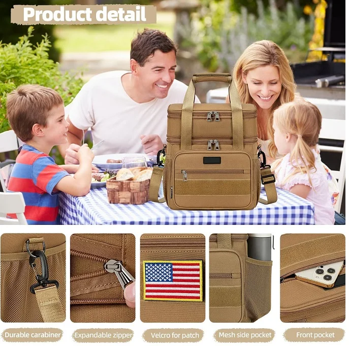 Wholesale small Oxford cooler tote bag for lunch beverage catering delivery custom food packaging insulated thermal bag