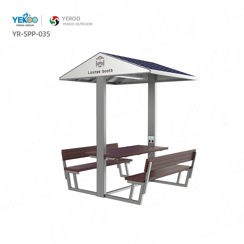 Modern Garden Simple Style Galvanized Steel Solar Powered Charging Table
