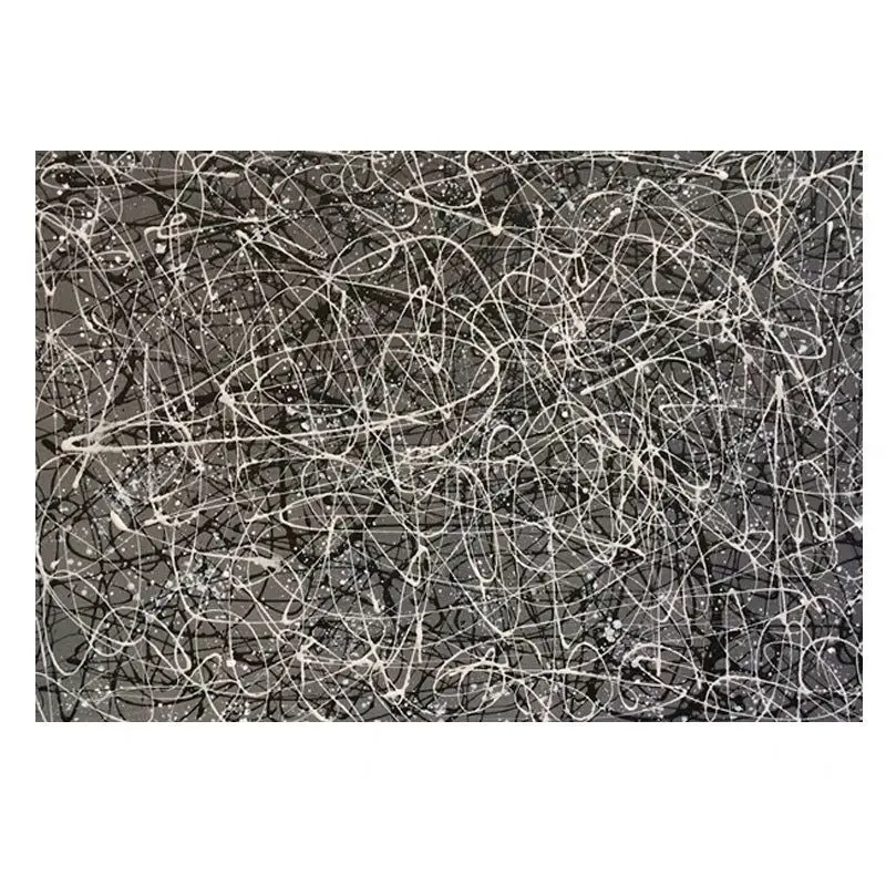 Jackson Pollock Style Modern Contemporary Aesthetic Painting on Canvas Wall Art Black and White Creative Abstract Artwork for Wa