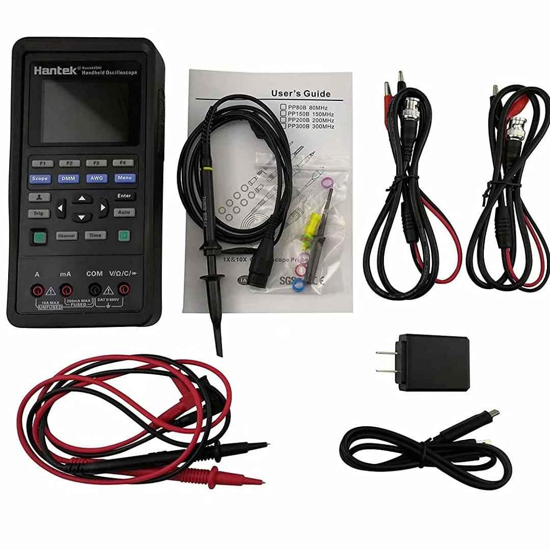Hantek 2d42 3 In 1 Handheld Oscilloscope Portable Usb Digital Oscilloscope 250msa/s Waveform Generator 2 Channel 40mhz Lcd