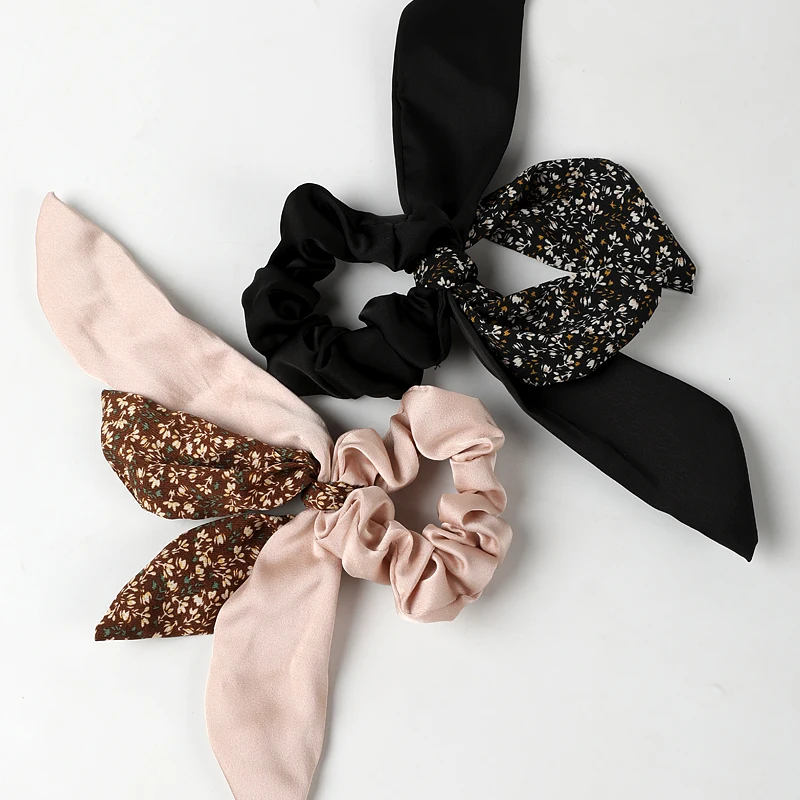 Summer vintage French elegant love bow sweet large intestine hair ring shattered temperament floating belt