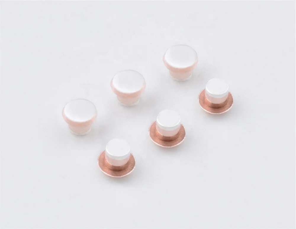 Customized Three-Material Stamping Parts Trimetal Contact AgSno12 Silver Alloy Copper Rivet