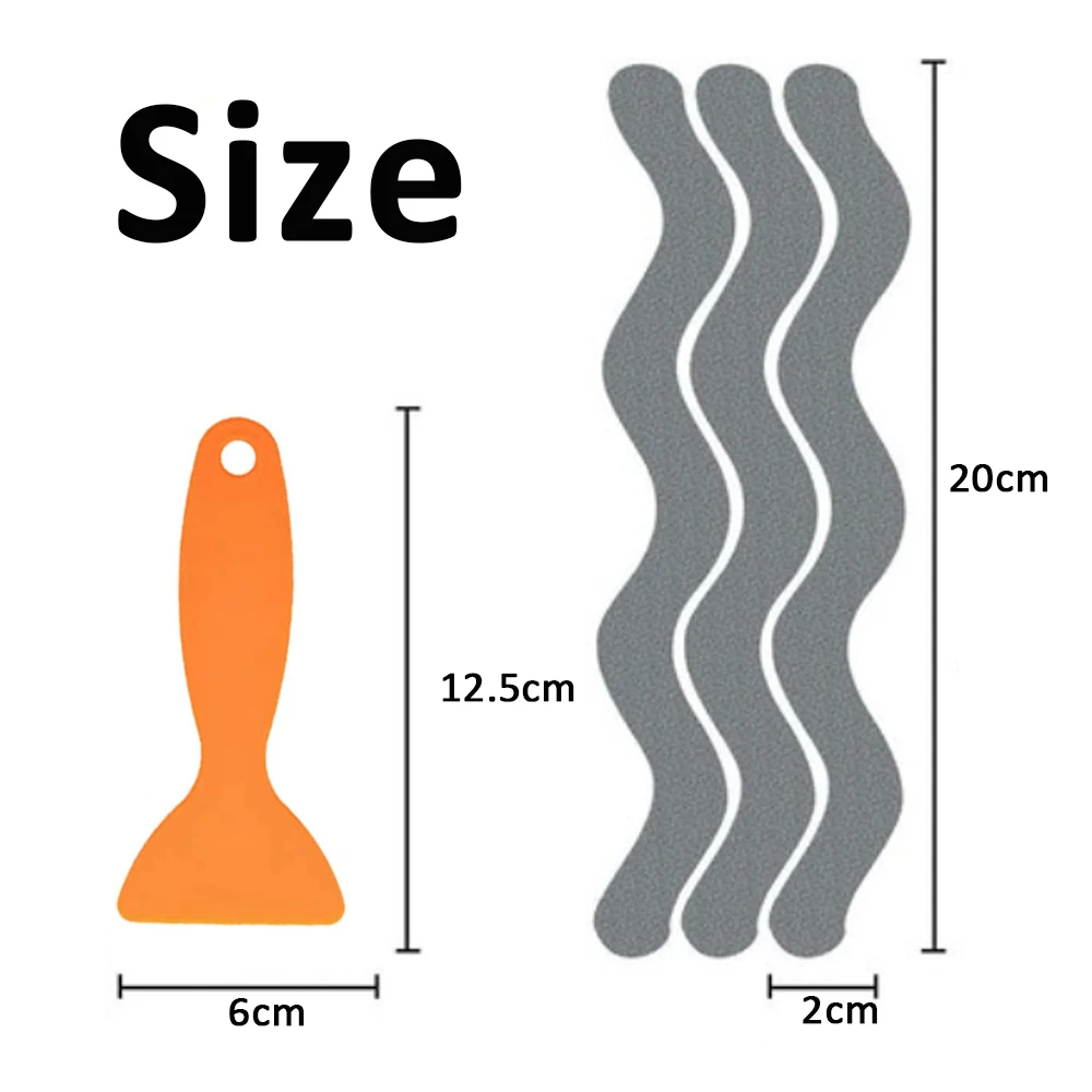 24PCS Wet Floor Safety Non Slip Stickers with Premium Scraper 2*20cm Anti Slip Shower Strip Stickers for Bathroom Bathtub