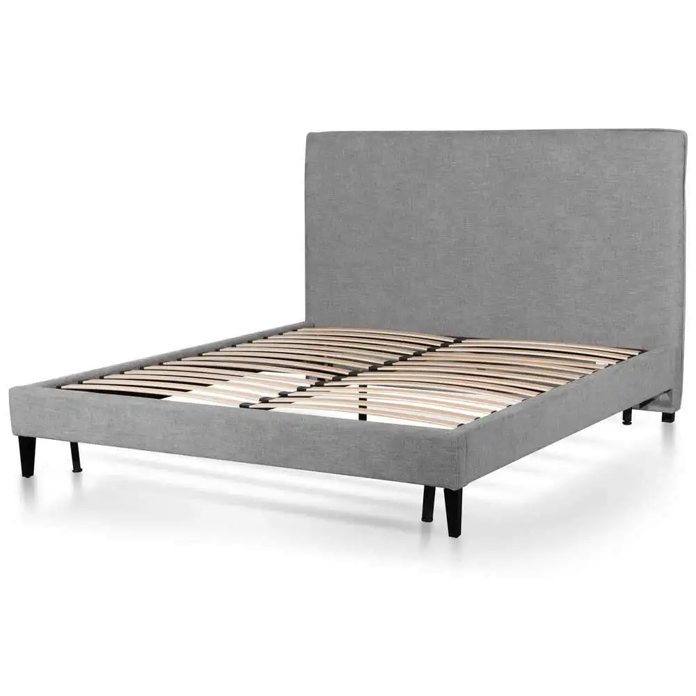 High Quality Bedroom upholstered Modern grey Velvet fabric queen size bed