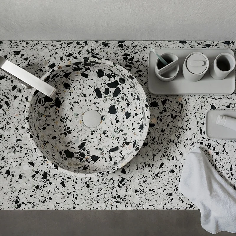 Bentu HUI round lavabo bathroom terrazzo luxury wash basins and sinks hotel project freestanding