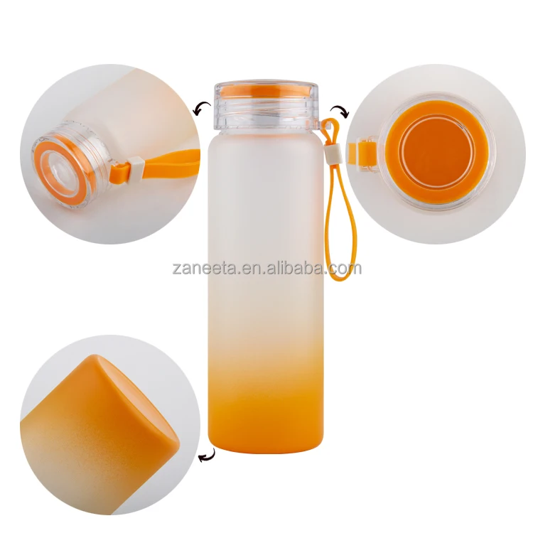 Blank Sublimation Custom Logo Frosted Gradient Color Frosted Glass Water Bottle