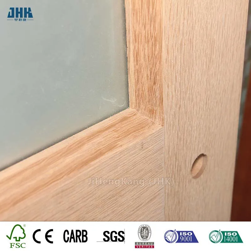 JHK-G02 1 Panel Full View Glass Luxury Color Glass Latest Glass Door Wooden Interior Swing Door for Kitchen Main Door Designs