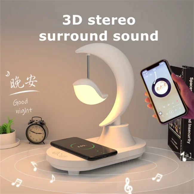 2022 New Blue tooth Speaker Night Light Creative Romantic Color Changing Music + Wireless Charging Table Lamp