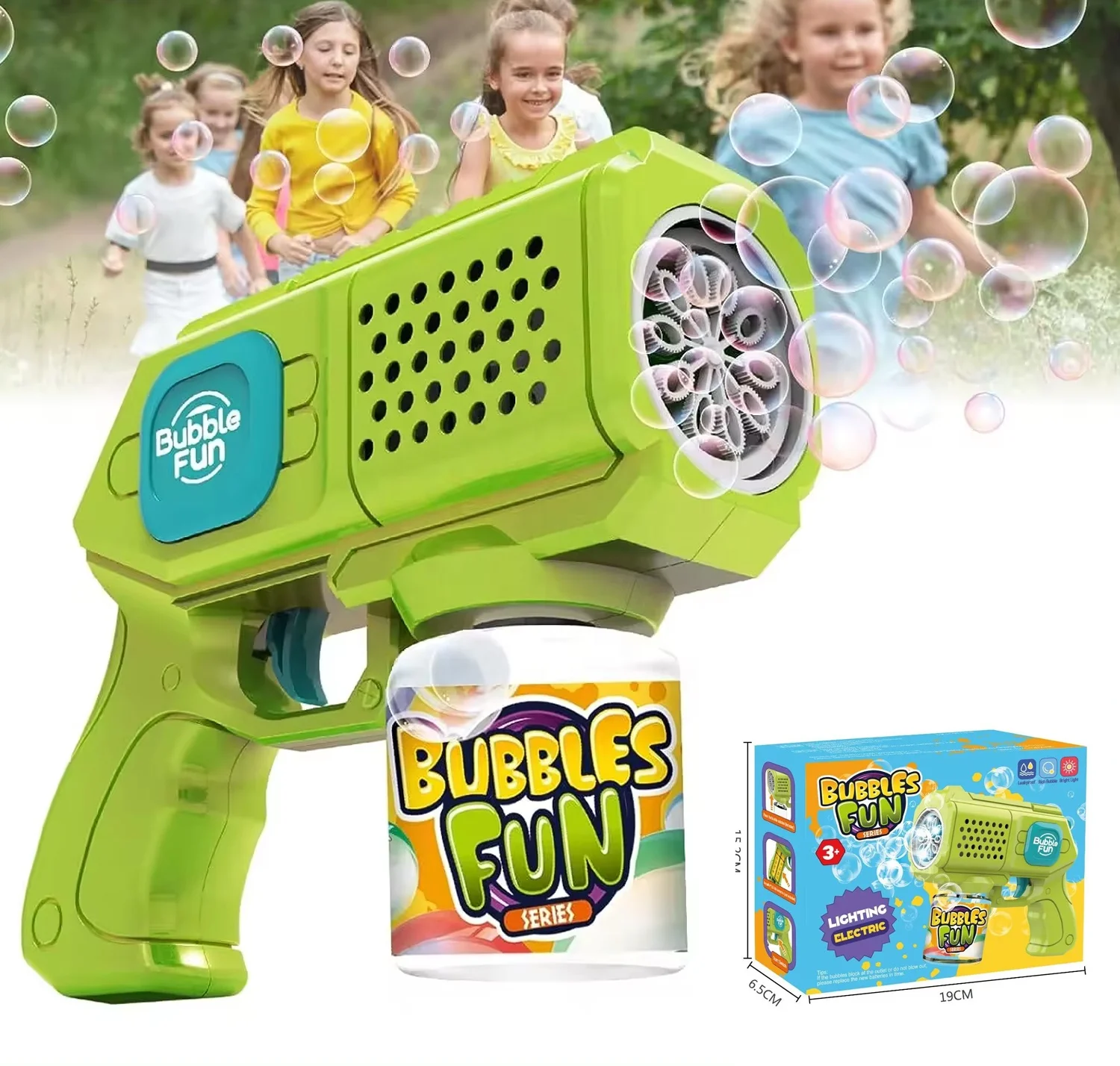Automatic Electric Bubble Machine Automatic Light Up Bubble Blower Machine Bubble Gun For Boys Girls Kids Party Wedding Garden