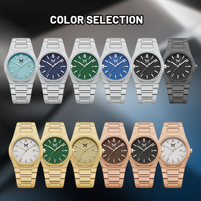 Classic Simple Lattice Pattern Dial Luminous Hands 316 Stainless Steel Luxury Gold Mens Watch Manufacture Montre
