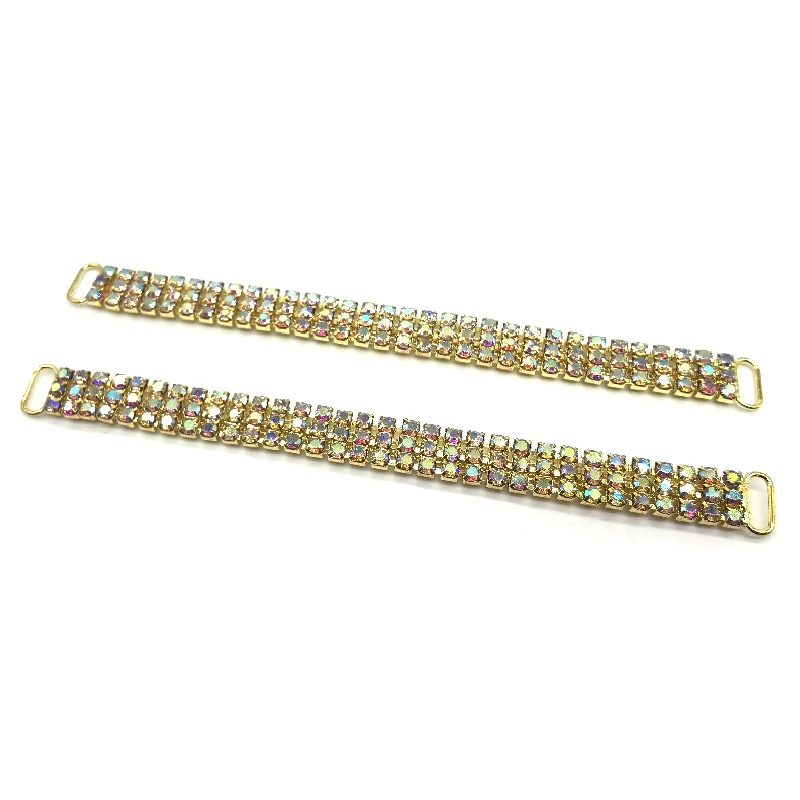 Factory Wholesale Three Rows Crystal Jewelry Bikini Connector Rhinestone AB Gold Bikini Accessory Connectors