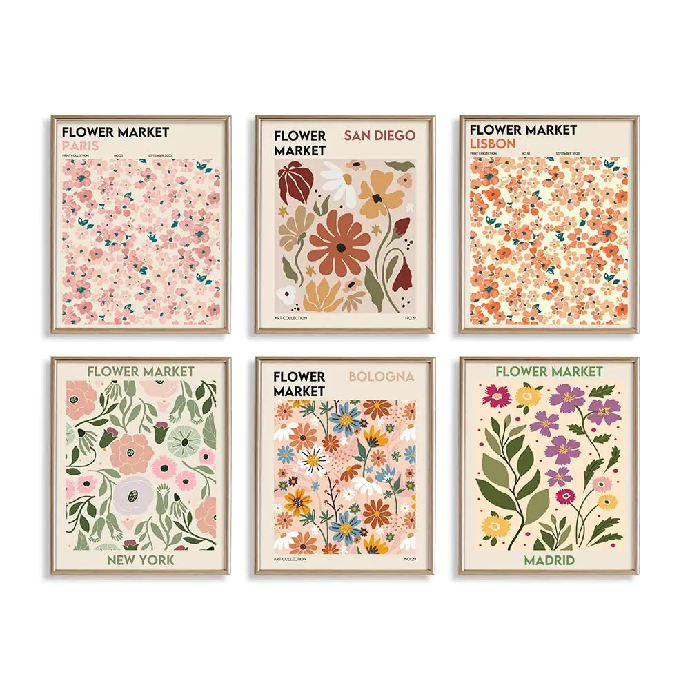 Henri Matisse Abstract Minimalist Flower Market Poster Print Preppy Aesthetic style painting Museum Gallery Wall Art Set