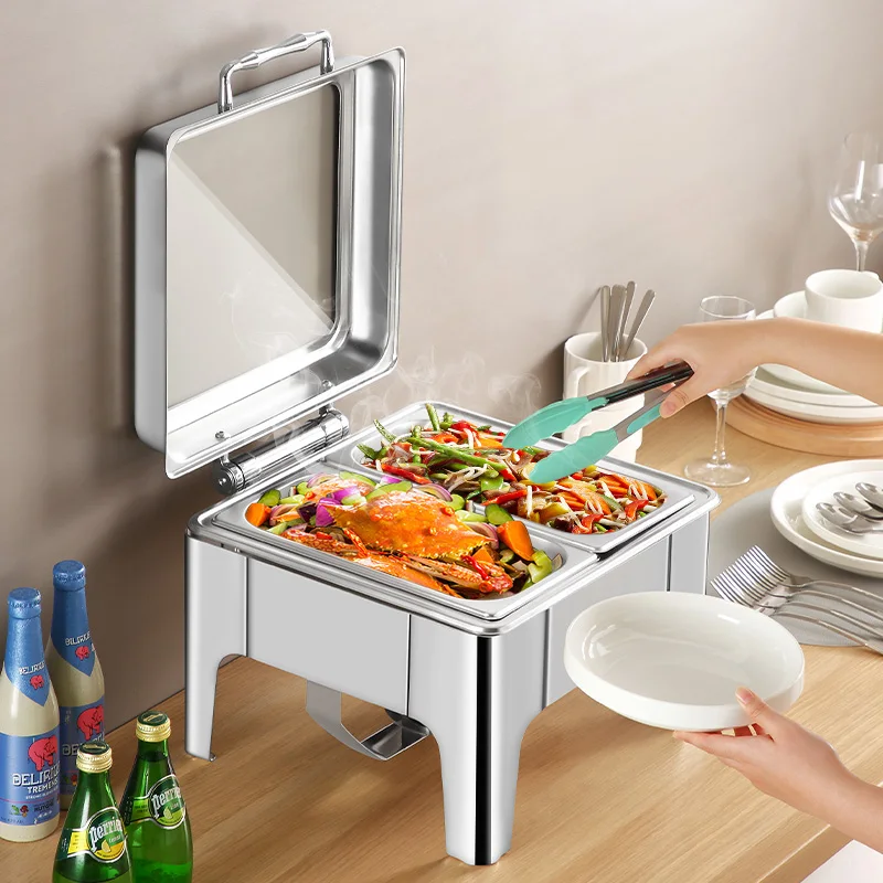 Hotel Hot Product Stainless Steel  201 Silver Buffet Stove  With Thermostatic Alcohol Heating Restaurant Chafing Dish