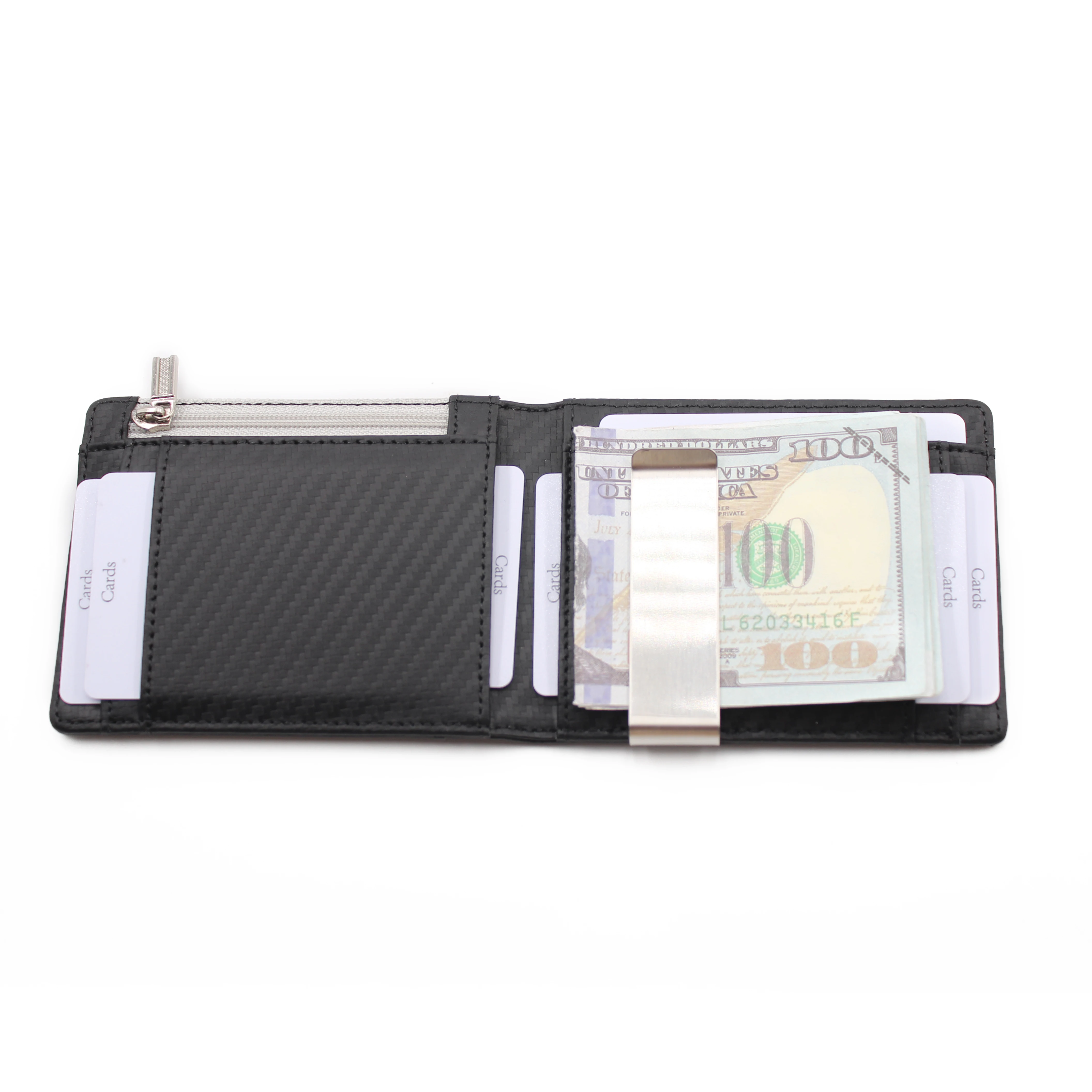 
Custom RFID money clip slim mens trick wallet with zip coin pocket card holder genuine leather magic wallet elastic straps 