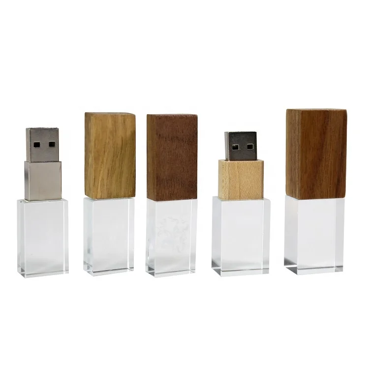Promotional Photography Personalized 3.0 Memory Sticks Crystal Wedding Gift Pendrive Wood USB Flash Drive