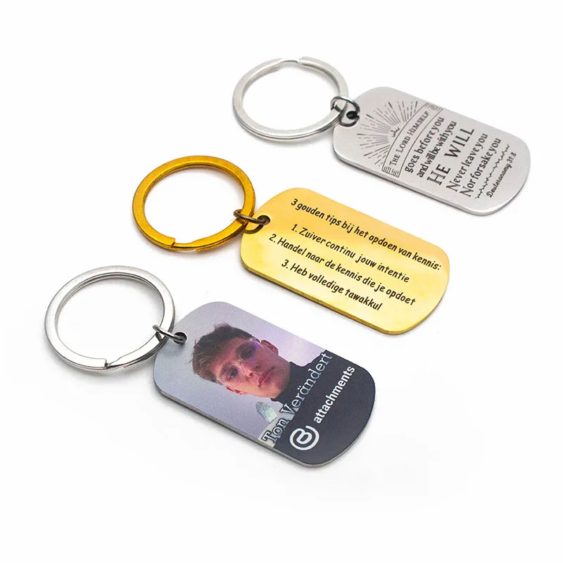 Manufacturer Custom Printing Logo Blank Sublimation Personalised Metal Dog Tag Keychain
