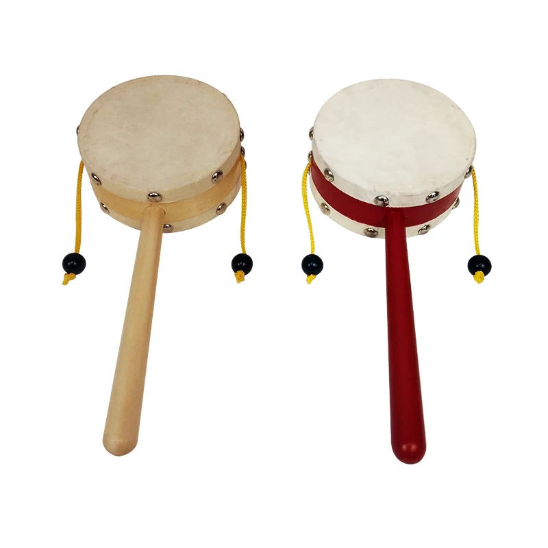 Wholesale high quality newborn montessori toy wooden rattle drum musical