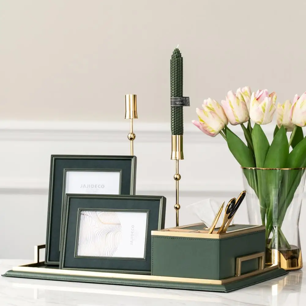 Modern light luxury model room leather photo frame leather photo frame set decoration picture frame soft decoration 6 inch 7 inc