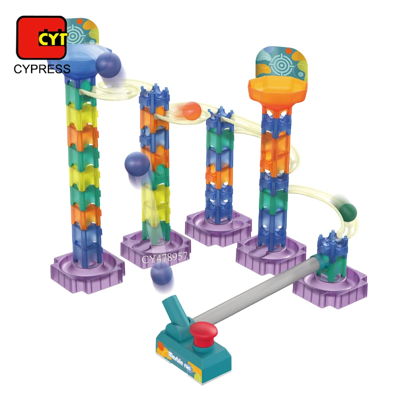 Marble Run Ejection Ball Race Track Rolling Game 58 PCS Marble Maze Building Block Toys Educational Toys