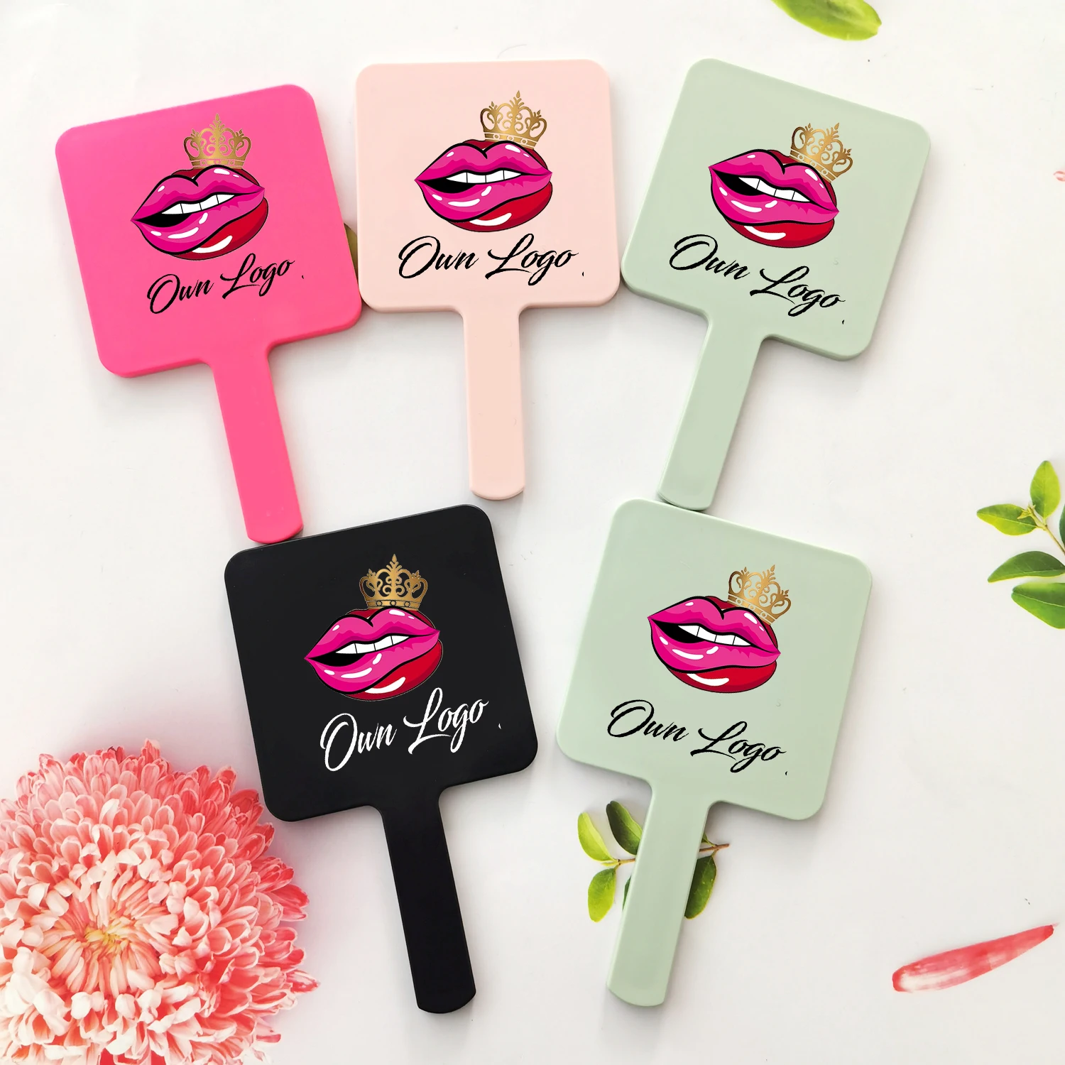 Wholesale Private Label Handheld Makeup Mirror Round ABS Pocket Mirror for Beauty Girls Smart Cosmetic Hand Mirror