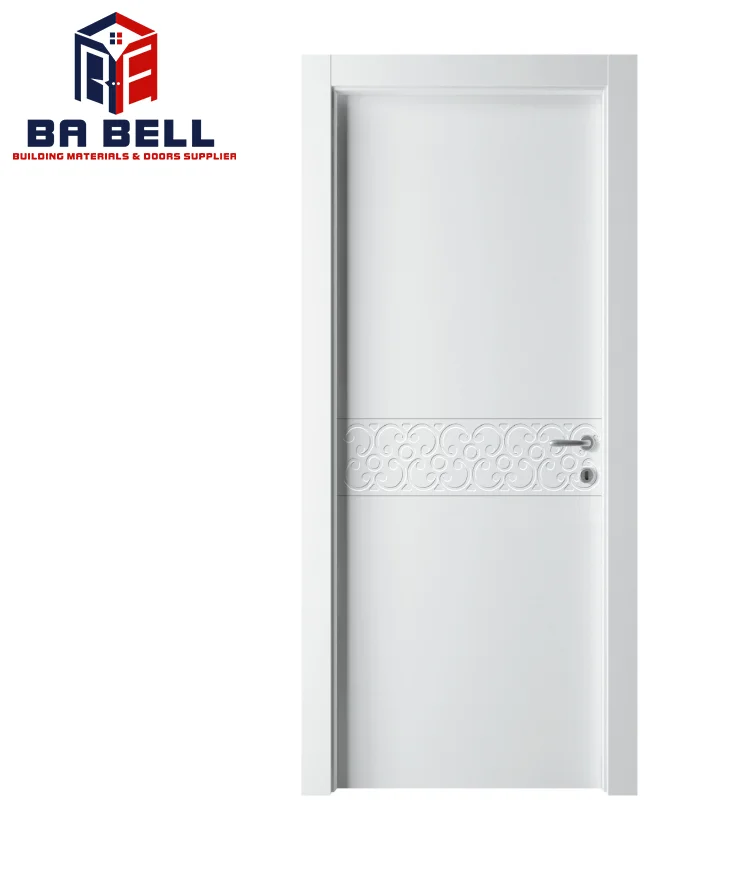 Cheap Composite pure white frosted glass latest bathroom door Water Proof simple swing  flush shower doors