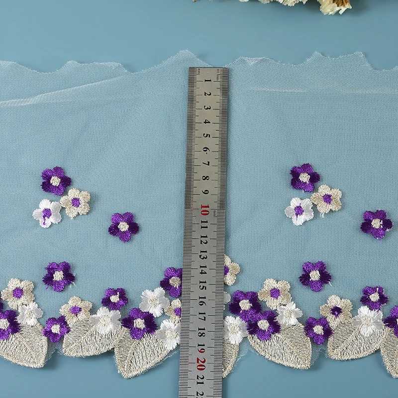 Factory Sale 18cm Wide Polyester Lace Trim Knitted Embroidery Sewing Craft for Doll Garment Wedding Dress Dye-Nonwoven Material