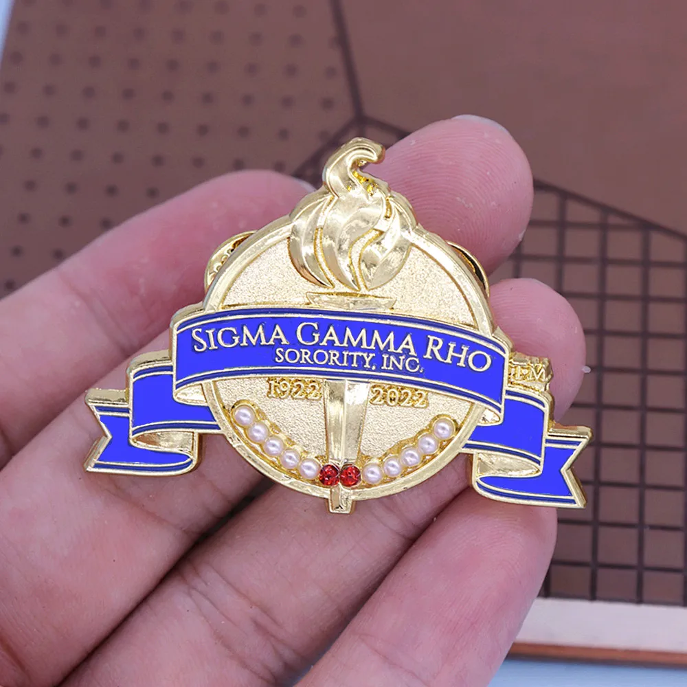 Party Wear Anniversary Gifts Jewelry Custom Metal Since Year 1922 To 2022 Sorority 100 YRS Greek Club Nine Sigma Gamma Rho Pin